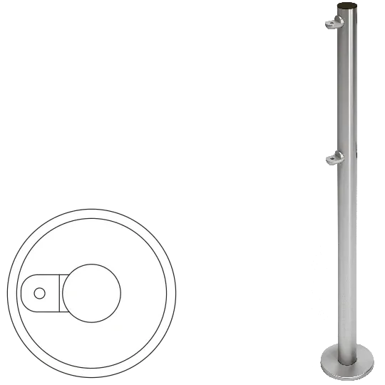 Стойка ограждения односторонняя с 2-мя полупетлями