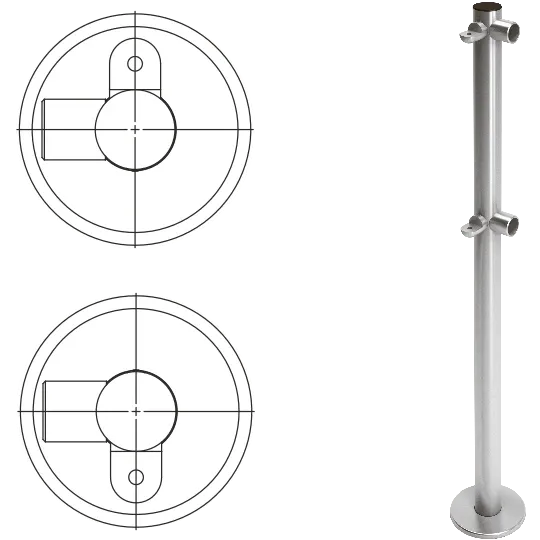 Стойка ограждения L-образная с 2-мя полупетлями справа
