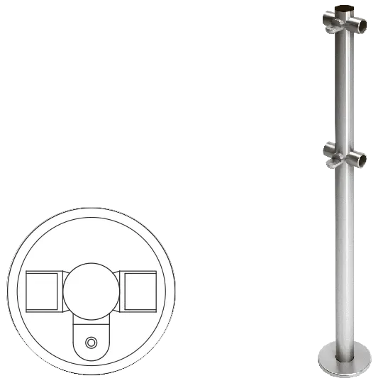 Стойка ограждения Т-образная с 2-мя полупетлями
