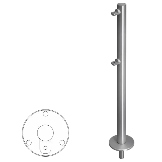 Стойка ограждения односторонняя съемная с 2-мя полупетлями