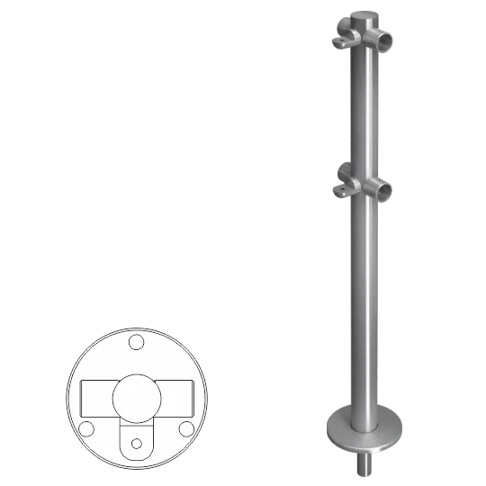 Стойка ограждения Т-образная съемная с 2-мя полупетлями
