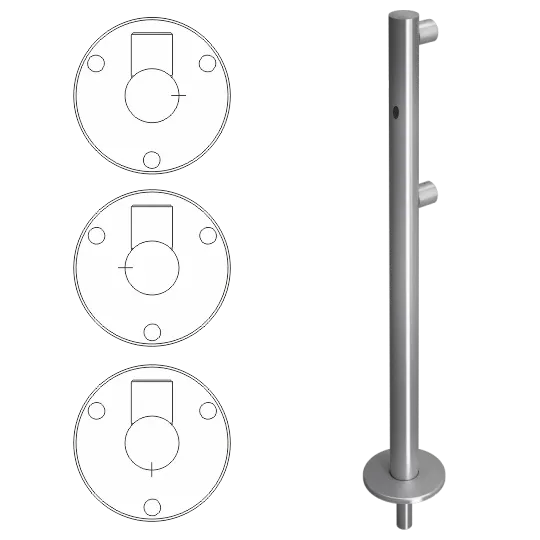 Стойка ограждения односторонняя съемная с отверстием под фиксатор слева