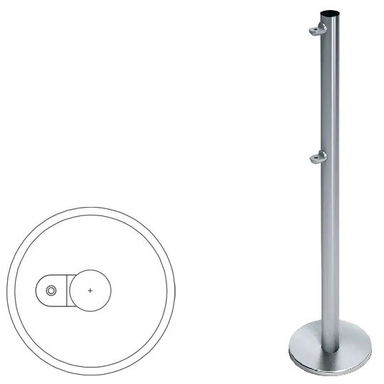 Стойка ограждения односторонняя передвижная с 2-мя полупетлями