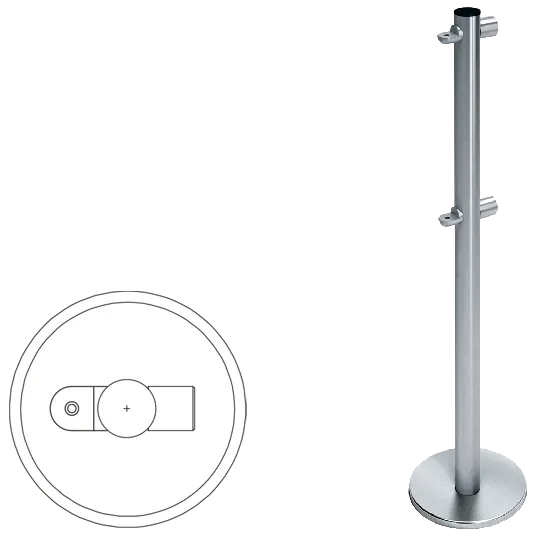 Стойка ограждения i-образная передвижная с 2-мя полупетлями