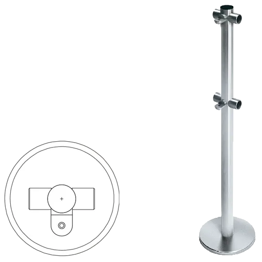 Стойка ограждения Т-образная передвижная с 2-мя полупетлями