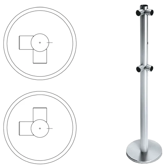 Стойка ограждения L-образная передвижная с отверстием под фиксатор справа