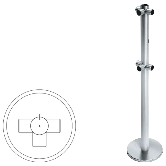 Стойка ограждения Т-образная передвижная с отверстием под фиксатор