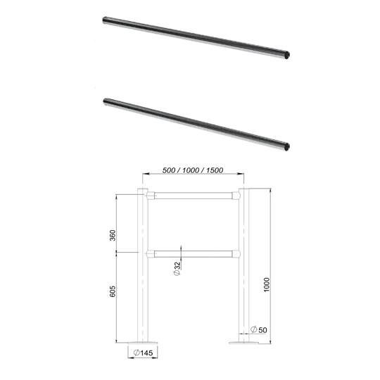 Поручень ограждения двойной длинной 940 мм