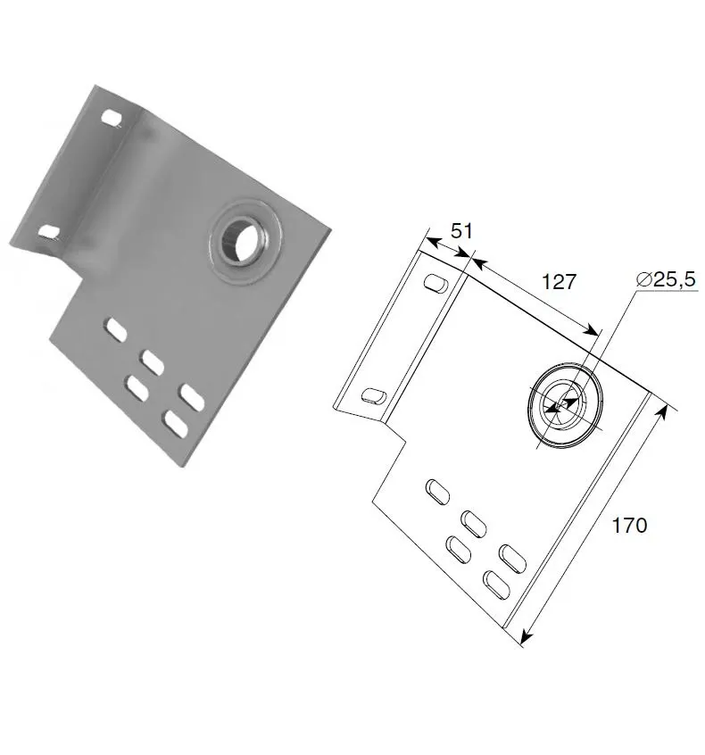DoorHan 13003 Концевой опорный кронштейн (127 мм)