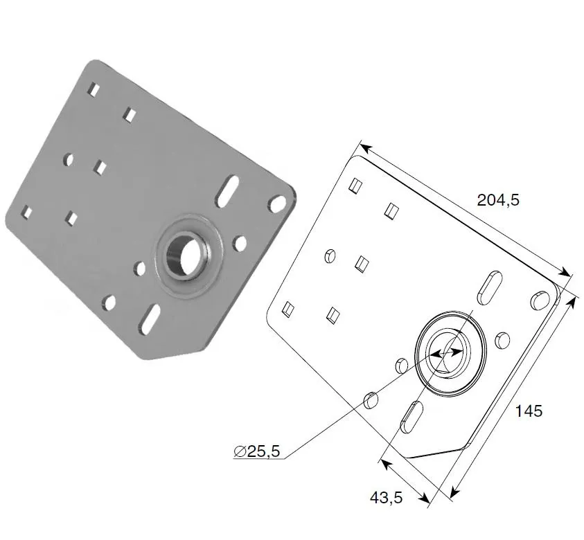 DoorHan 13019 Кронштейн крепления вала L=204,5 (для барабана сзади)
