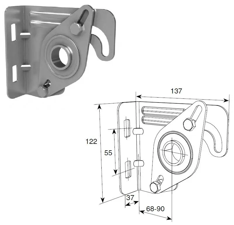 DoorHan DH24630 Регулируемый внутренний опорный кронштейн 68-90 мм