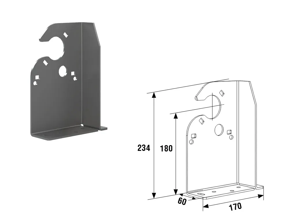 DoorHan KVV100L Кронштейн опорный выносного монтажа для системы на трубе 100х100