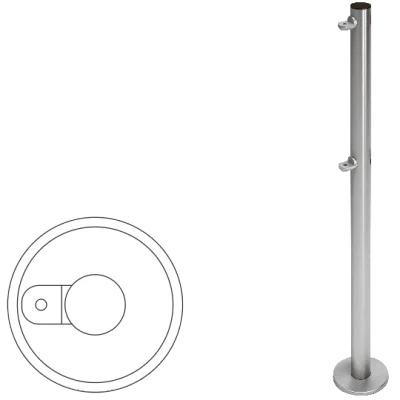 Стойка ограждения односторонняя с 2-мя полупетлями