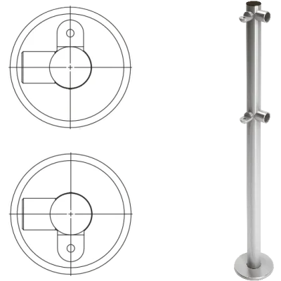 Стойка ограждения L-образная с 2-мя полупетлями справа