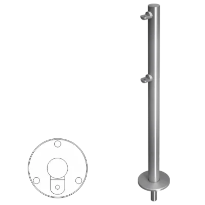 Стойка ограждения односторонняя съемная с 2-мя полупетлями