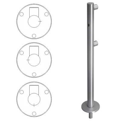 Стойка ограждения односторонняя съемная с отверстием под фиксатор справа