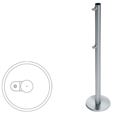 Стойка ограждения односторонняя передвижная с 2-мя полупетлями