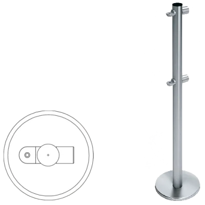 Стойка ограждения i-образная передвижная с 2-мя полупетлями