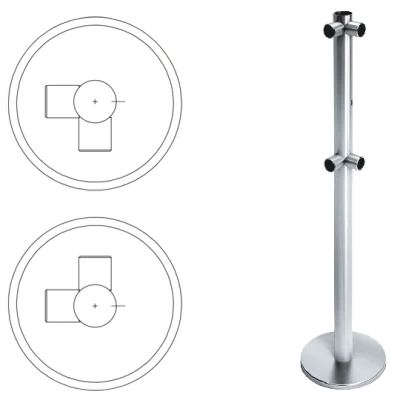 Стойка ограждения L-образная передвижная с отверстием под фиксатор справа