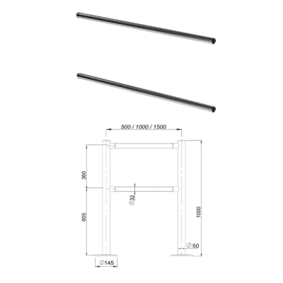 Поручень ограждения двойной длинной 1440 мм
