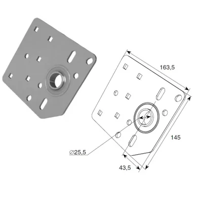 DoorHan 13017 Кронштейн крепления вала для барабана сзади, L = 163,5 мм
