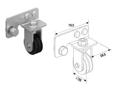 DoorHan SPL60 Кронштейн крепления шкива RSD01LUX в сборе