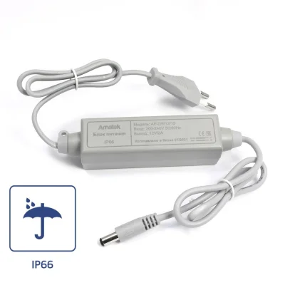 Amatek 7000558 AP-DW12/15 - Блок питания 12В / 1,5А влагозащищенный стабилизированный