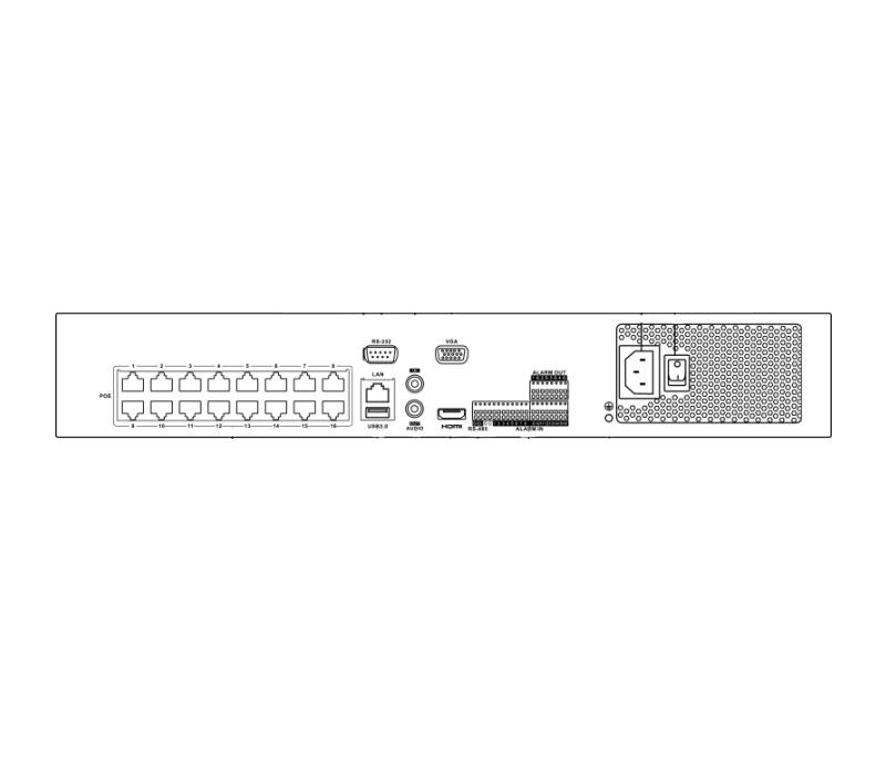 HiWatch NVR-416M-K/16P Сетевой видеорегистратор 16 каналов с PoE-коммутатором