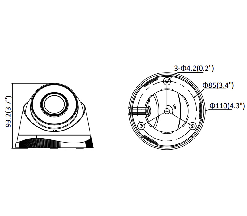 HiWatch IPC-T020(C) Купольная IP-камера 2Мпс EXIR-подсветкой до 30м (2.8mm)