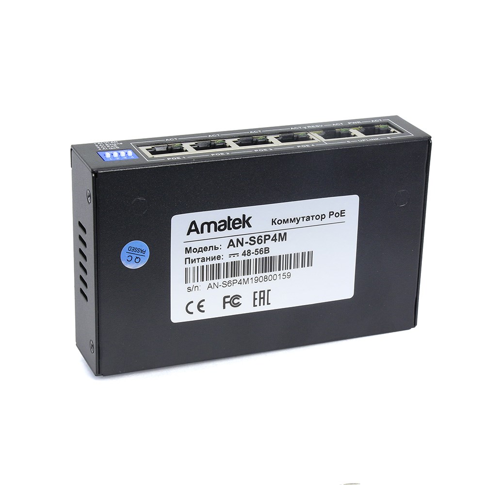 Amatek AN-S6P4M 6-портовый 100 Мбит/с коммутатор с PoE+