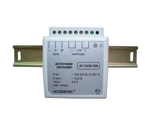 AccordTec AT-12/30 DIN блок питания 12 В, выходной ток 3А