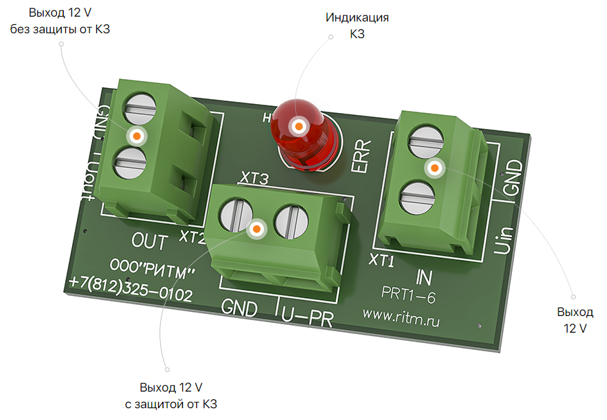 PRT1 Одноканальный блок защиты от короткого замыкания