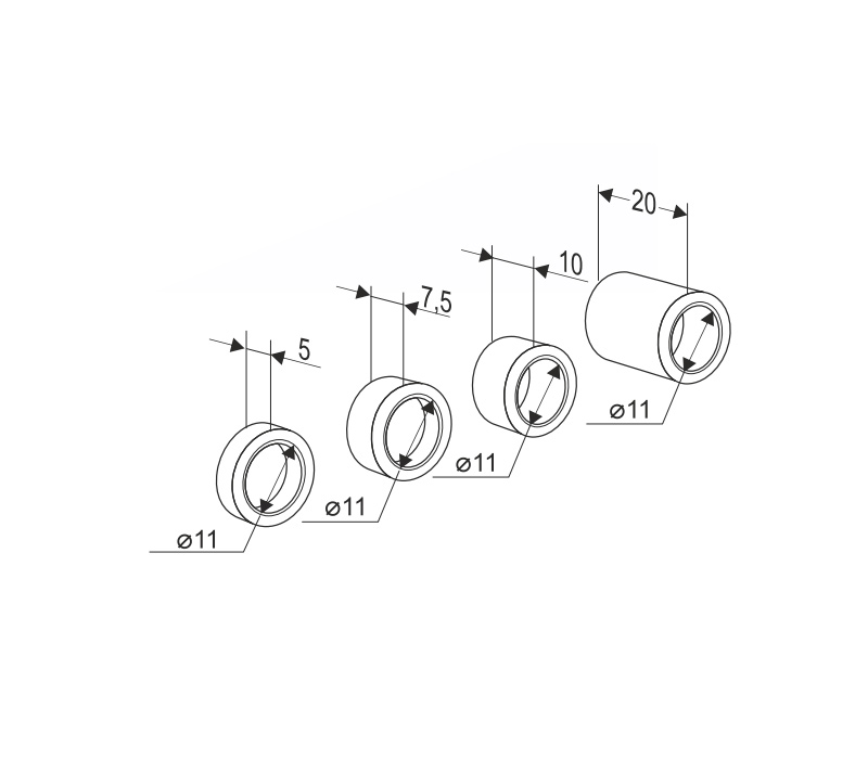 Zaiger 0060RV Комплект втулок распорных (4 шт)