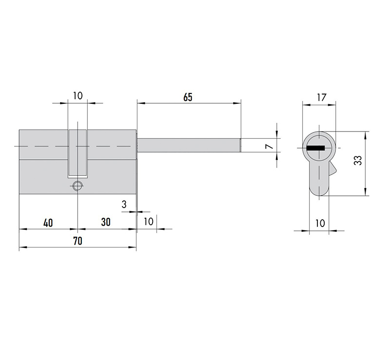 CISA Цилиндр серии Astral S ключ-шток 70мм (40х30)