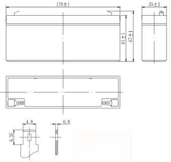 DELTA DTM 12022 аккумулятор 12 В, 2.2Ач