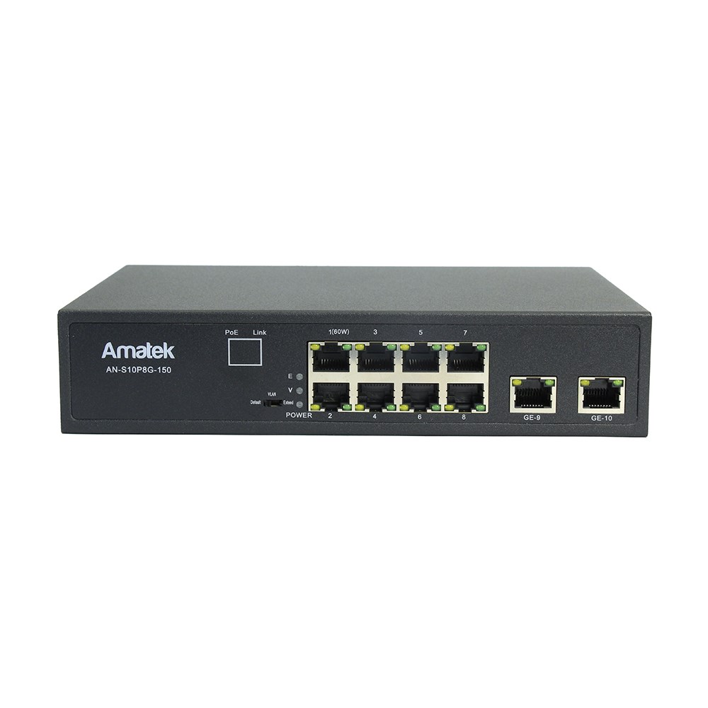 Amatek AN-S10P8G-150 10-портовый 100/1000 Мбит/с коммутатор с HiPoE