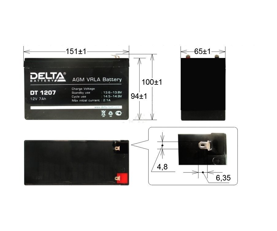 DELTA DT 1207 аккумулятор 12 В, 7Ач
