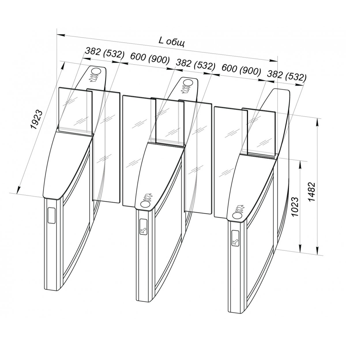 PERCo STD-02.600 Центральная секция турникета скоростной проход