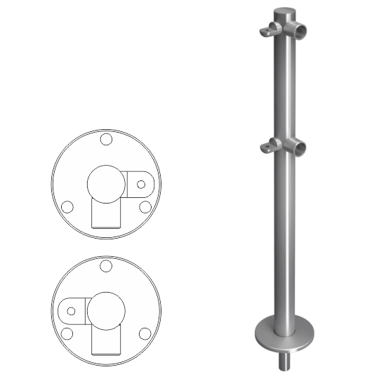 Стойка ограждения L-образная съемная с 2-мя полупетлями слева