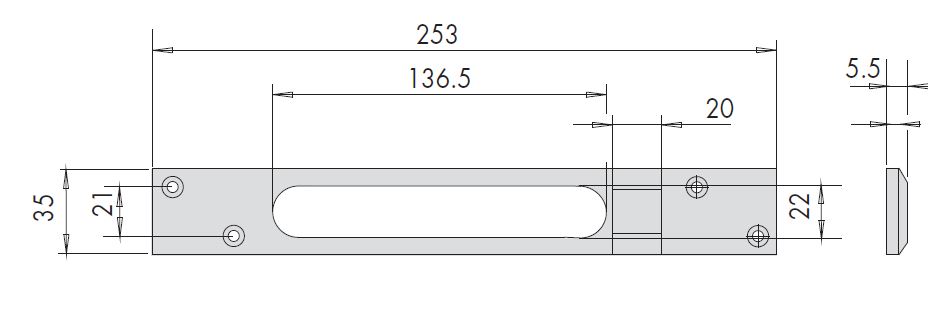 CISA 06220.20.0 Планка ответная для замков серии 15535, 17535, 17685